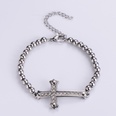 fashion titanium steel bracelet simple inlaid diamond cross bracelet NHON666984picture13